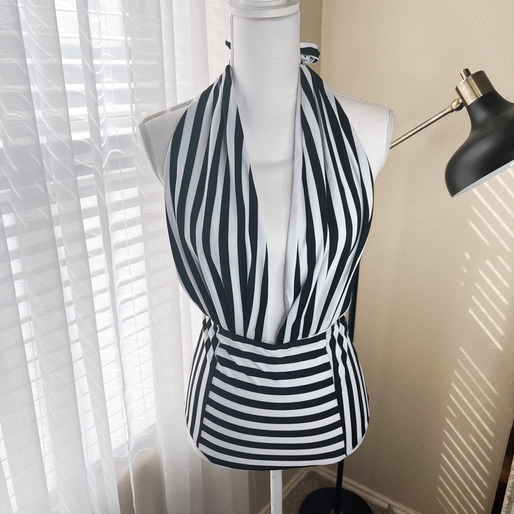 Striped one piece swimsuit